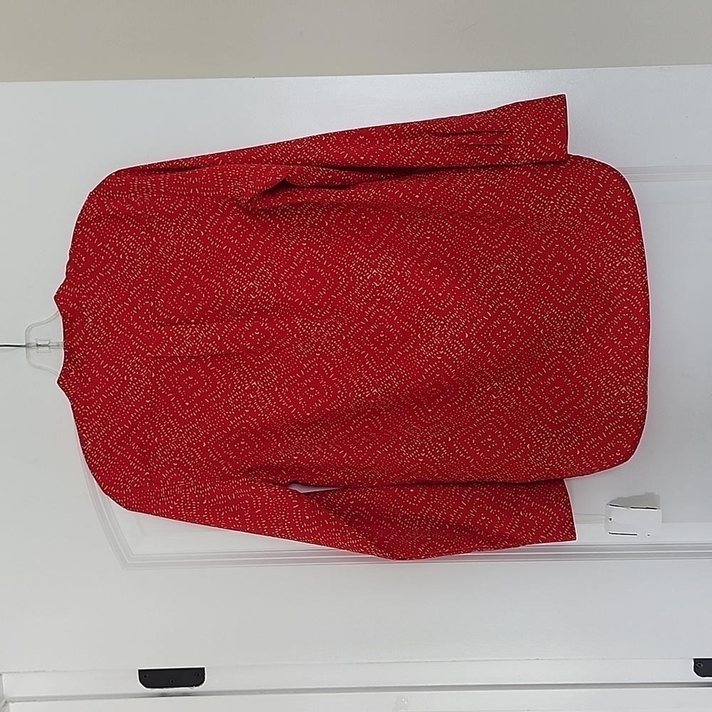 Ralph Lauren Red & Cream Blouse Size Petite Small - Picture 8 of 12